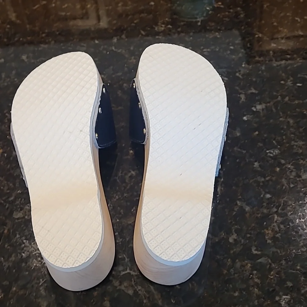 Vintage doctor scholl's exercise sandals 7m Italy Navy Y2k - Picture 6 of 12
